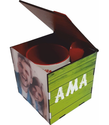 Set de Taza Personalizada 13 oz con Cuchara + Caja MDF con Acrílico – Regalos Únicos y Personalizados